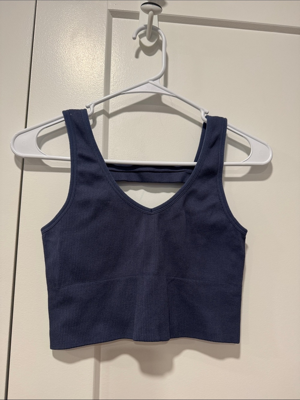 90 Degree By Reflex Navy Blue Ribbed Crop Tank Top